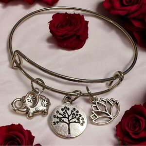 Silver Charm Bangle Bracelet